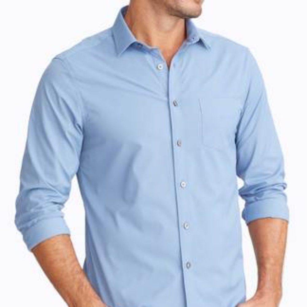 NEW UNTUCKit Long Sleeve Blue Textured Italian